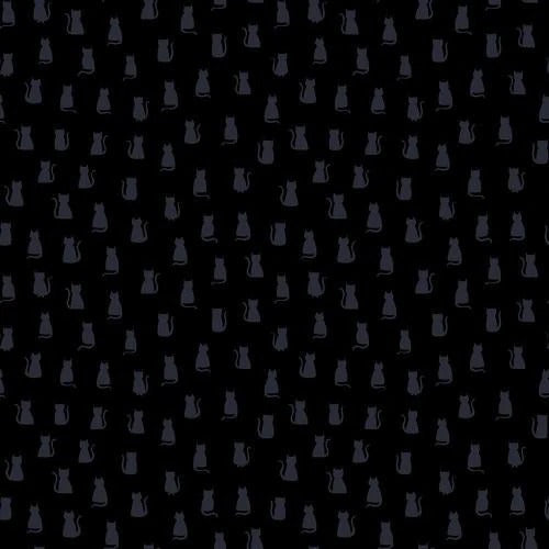 Black Hello Kitties 44" fabric by Dear Stella, P1269