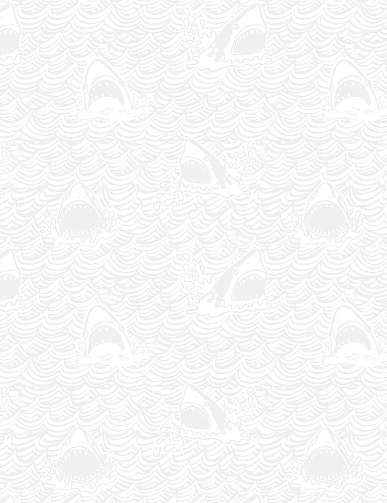 White Sharks 44" fabric by Dear Stella, Stella-P824, Dark & Stormy