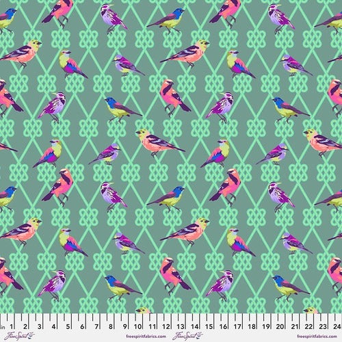 In a Finch 44" fabric by Tula Pink, Moon Garden, PWTP198.Dusk