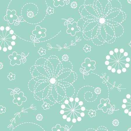 Teal Doodles 108" fabric by Maywood Studios, MASQB201-Q