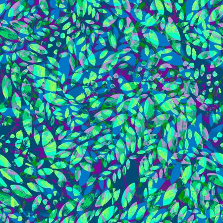 Blue/Green Dappled Leaves 108" fabric by Maywood, MASQBD106-BG