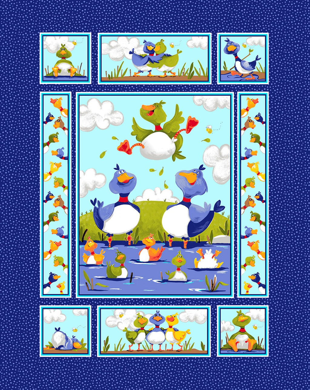Blue Bill & Bob Best Buddies 35" panel by Susybee, SB20335-780