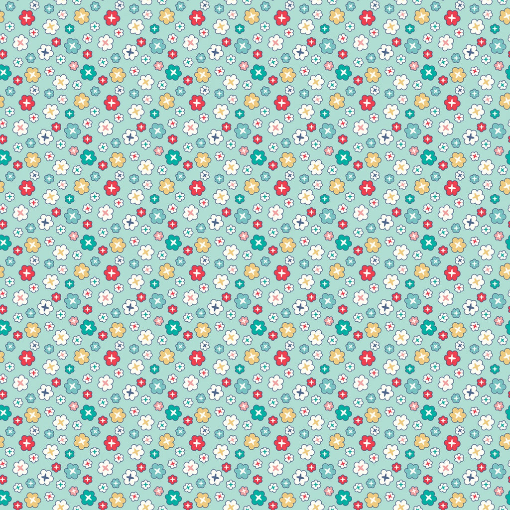 Blue with Petite Flowers 108" fabric by Riley Blake, WB9136-Song, Vintage Happy 2