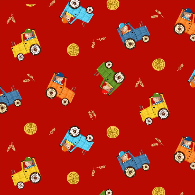 Farmer in Training 44" fabric by Michael Miller, CX9334-REDX-D, Down on the Farm