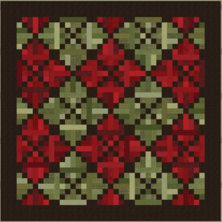 Holly Argyle Quilt Kit 82" x 82" Maywood Studios Woolies Flannel Holiday Warmth collection (Brown Background)