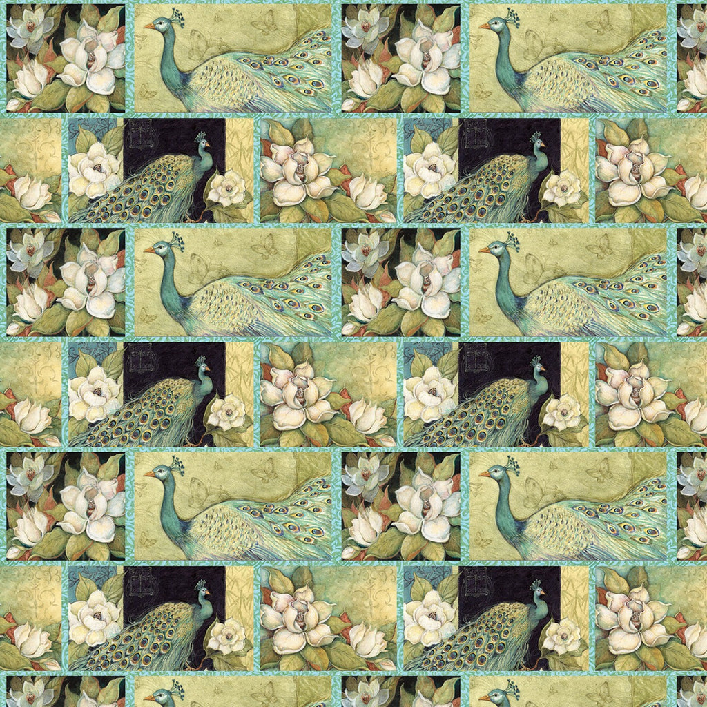 Iridescent Patch Peacock 44" fabric by Springs Creative, 64315-A620715