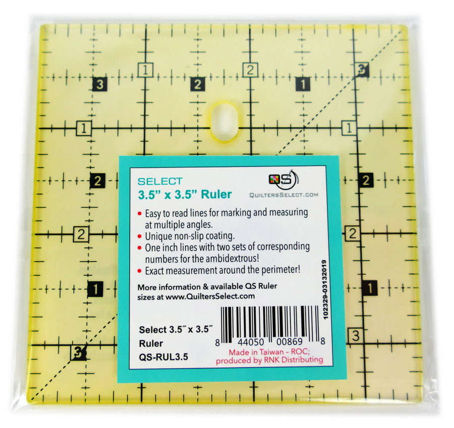 Quilters Select 'non slip'  Ruler measures  3.5" x 3.5"