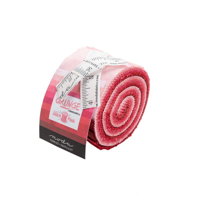 Stitch Pink Grunge Junior Jelly Roll (2.5" strips, 10pcs), Moda, 30150JJRSP