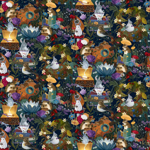 Navy Critters, hedgehog, squirrels, 44" fabric by Henry Glass, 2145-78, Serenade