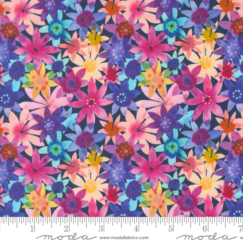 Midnight Flowers 44" fabric by Moda, 21827 20, Flower Patches