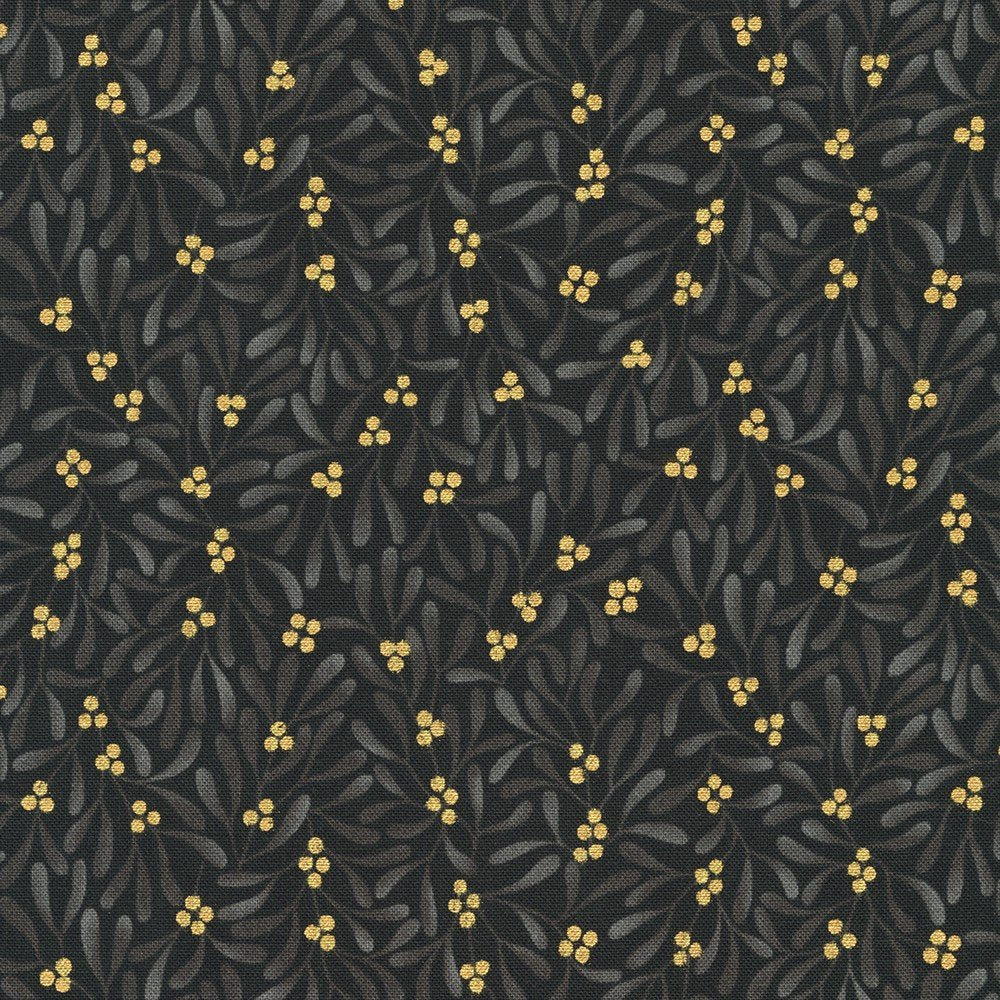 Holiday Flourish Festive Finery Black metallic 44" fabric by Kaufman, SRKM-22293-2