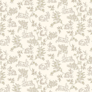 Cream Toile with bunnies 118" fabric by Henry Glass, 2309-44, Candlelight & Romance, Kim Diehl