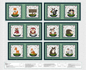 Woodland Animals Childrens book panel 36" by Henry Glass Panel, 2371bp-11, Little Readers 6