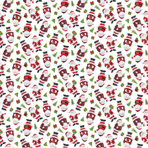 White Santa Toss 44" fabric by Northcott, 24733-10, Santa's Tree Farm