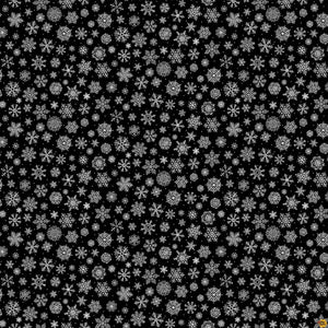 Black with White Snowflakes 44" fabric by Northcott, 24736-99