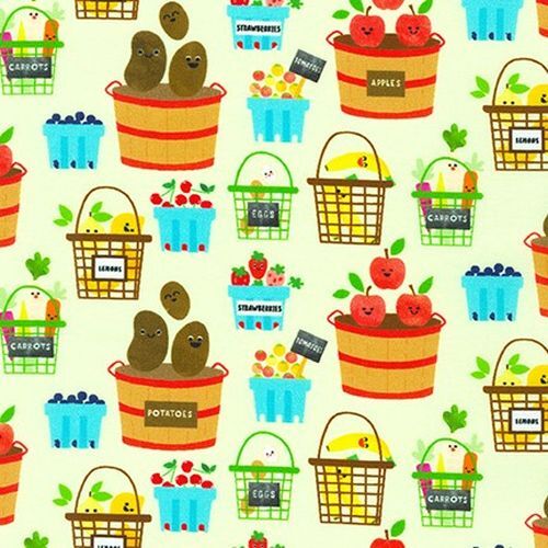 Fun Veggie Baskets 44" fabric by Kaufman, AAK-20947-7, Farm to Table
