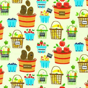 Fun Veggie Baskets 44" fabric by Kaufman, AAK-20947-7, Farm to Table