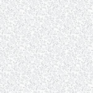 White tone on tone Flowing Vines 44" fabric by Henry Glass, 2636-01W