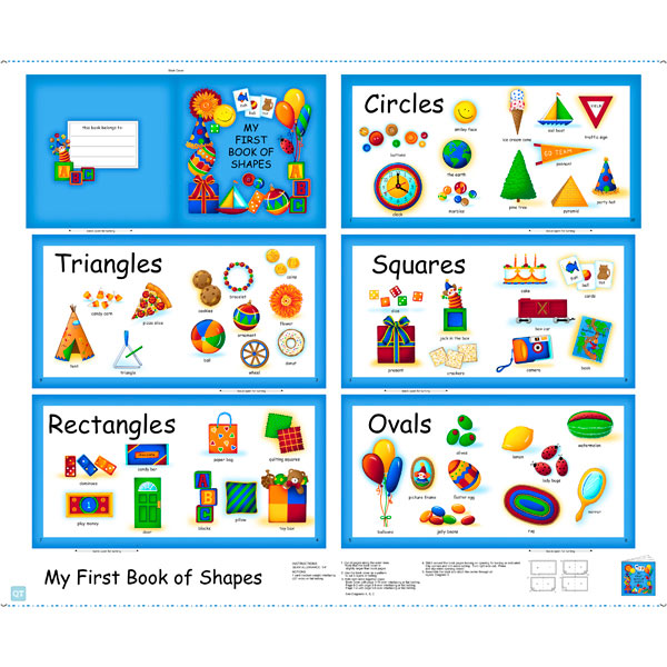 Childrens book panel, Book of Shapes panel by Quilting Treasures, 26812-X