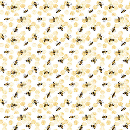 Ivory Bees 44" fabric by Blank Quilting, B2849-41, Royal Jelly