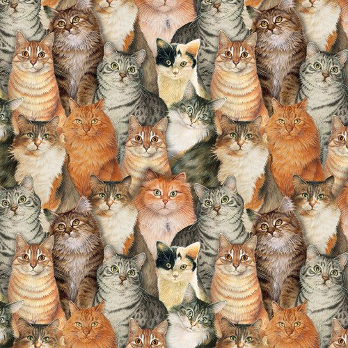Gray Packed Cats 44" fabric by Blank Quilting, 2972-90, Sophisti-Cats