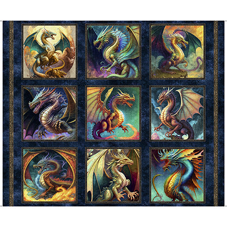 Large Dragon Patches 36" repeat by Quilting Treasures, 29926-N, Dragon Fyre