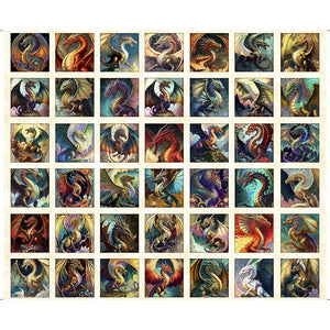 Small Dragon Patches 36" repeat by Quilting Treasures, 29927-E, Dragon Fyre