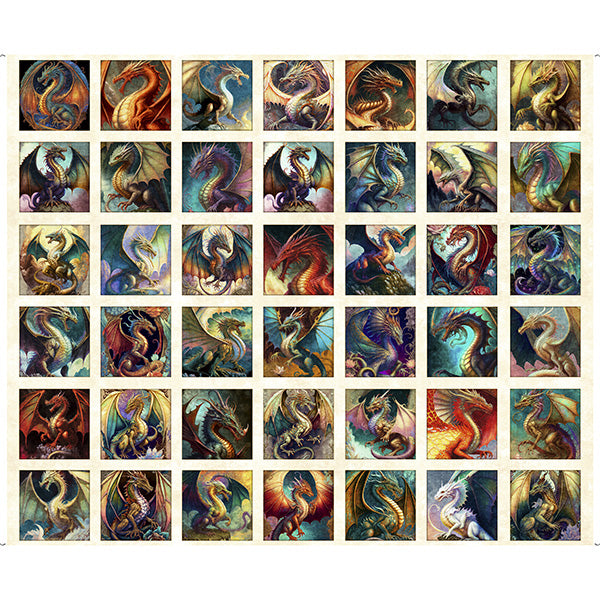 Small Dragon Patches 36" repeat by Quilting Treasures, 29927-E, Dragon Fyre