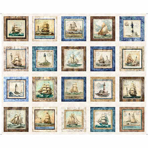 Nautical Patches 36" Panel by Quilting Treasures,  29991-E,  Siren's Call