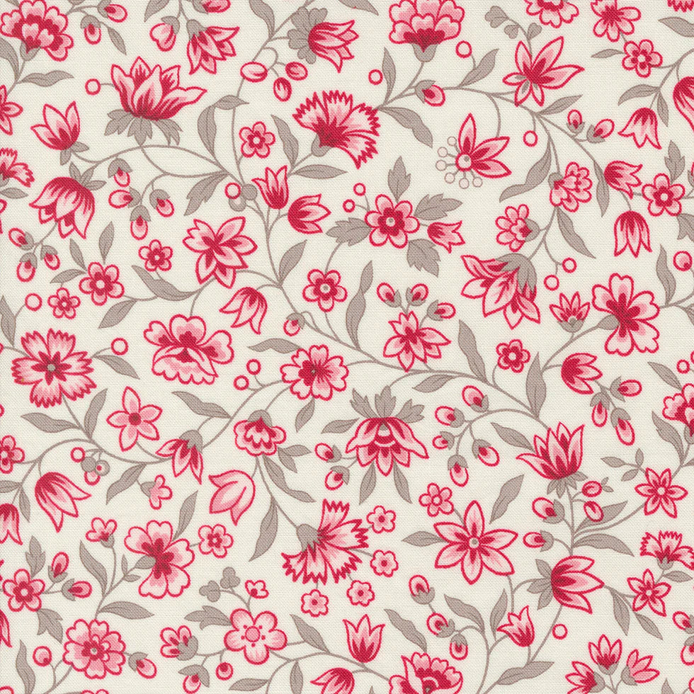Cream Summer Flowers 44" fabric by Moda, 3041 11, My Summer House