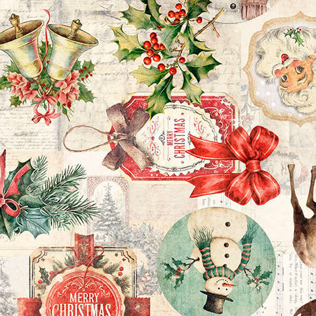 Holly Jolly Christmas Collage 108" fabric by Quilting Treasures, 31160-E