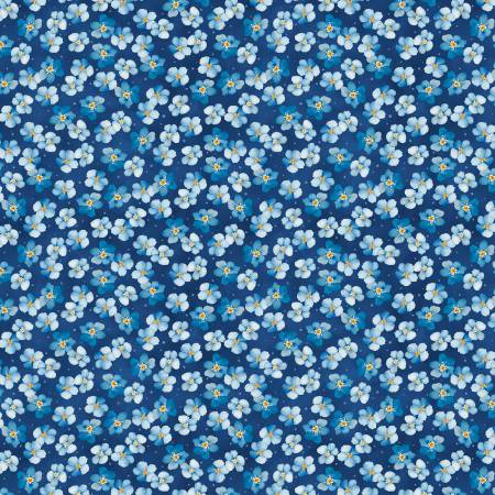 Dark Blue Small Floral 44" fabric by Wilmington, 33903-448, Blue Harmony
