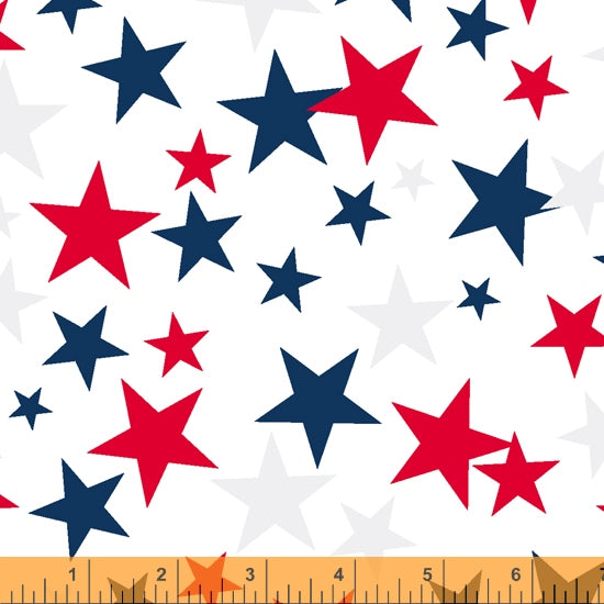 White Patriotic Stars 108" fabric by Windham, 52477-2