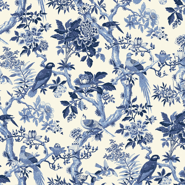Porcelain Blue Bird Art 108" fabric by Windham, 54286-1DES