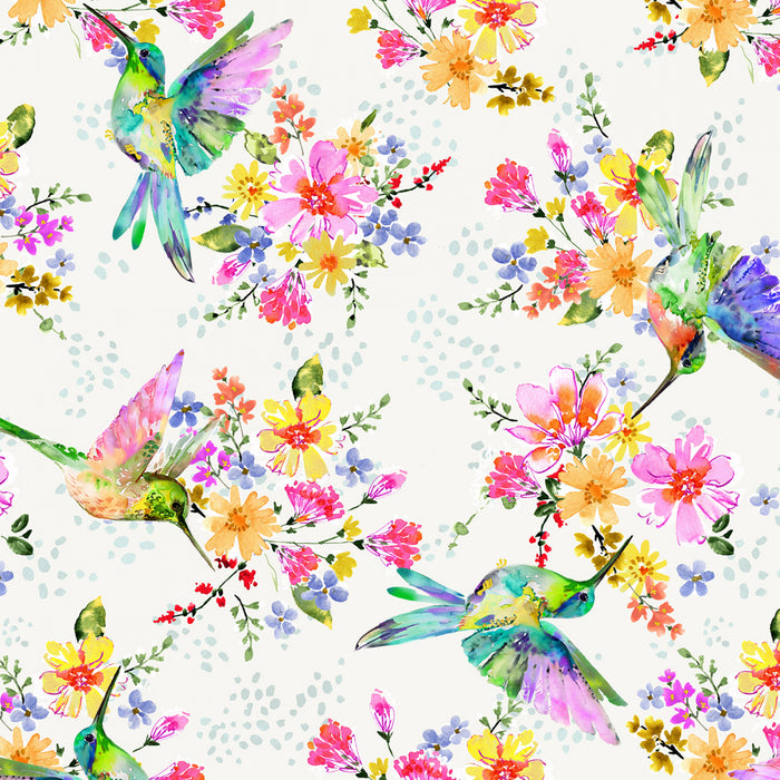 Ivory Hummingbirds 108" fabric by Windham, 54323W-1, Pretty Pollinators