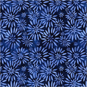 Indigo Twinkling Daisies 108" fabric by Windham, Jacqueline de Jonge, 55108DW-1DES