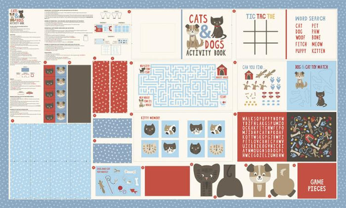 Dog Daze Cat & Dog Activity Book panel by Moda, 20847 11