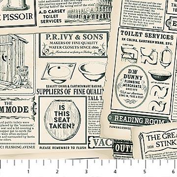 Natures Calling Newspaper 44" fabric by Northcott, 24036-12