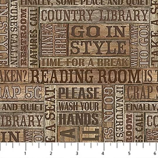 Nature's Calling Brown Reading Room 44" fabric by Northcott, 24041-14