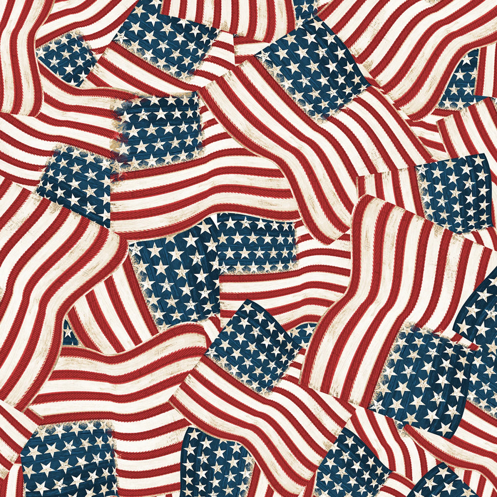 American Flags 108" fabric by Wilmington, 6631-234, Founding Glory