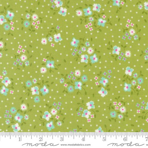 Pistachio Flower Dot Small Floral 44" fabric by Moda, 29190 17