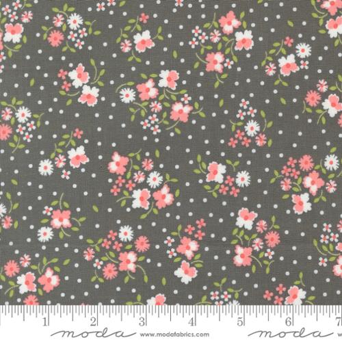 Grey Flower Dot Small Floral 44" fabric by Moda, 29190 24