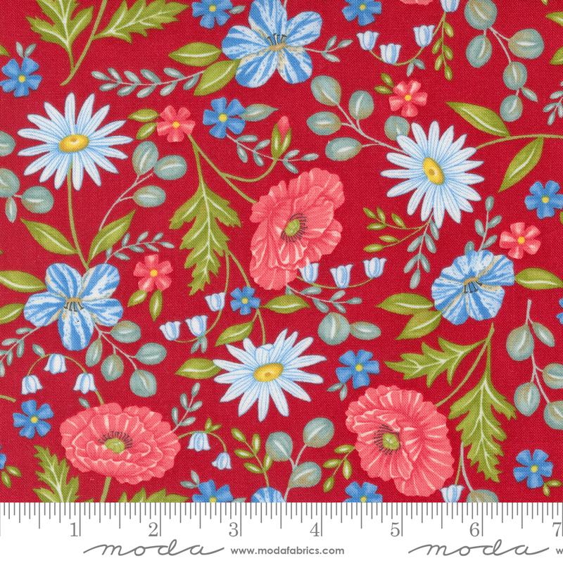 Red White Bloom Patriotic Poppy 44" fabric by Moda, 56110 13