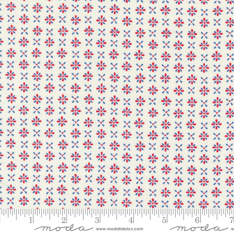Red White Bloom Daisy White 44" fabric by Moda, 56114 11