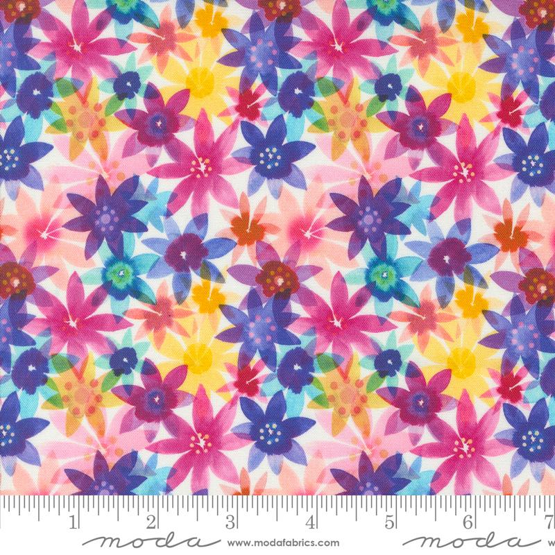 Rainbow Flowers 44" fabric by Moda, 21827 11, Flower Patches