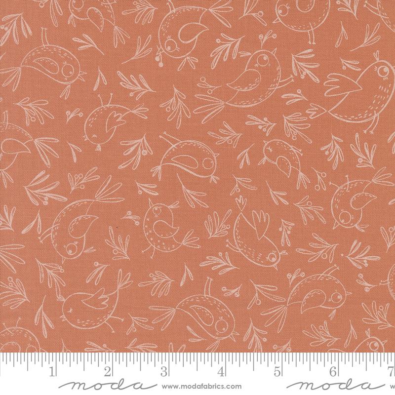 Clay Chirp Trace a Bird 44" fabric by Moda,  39034 14