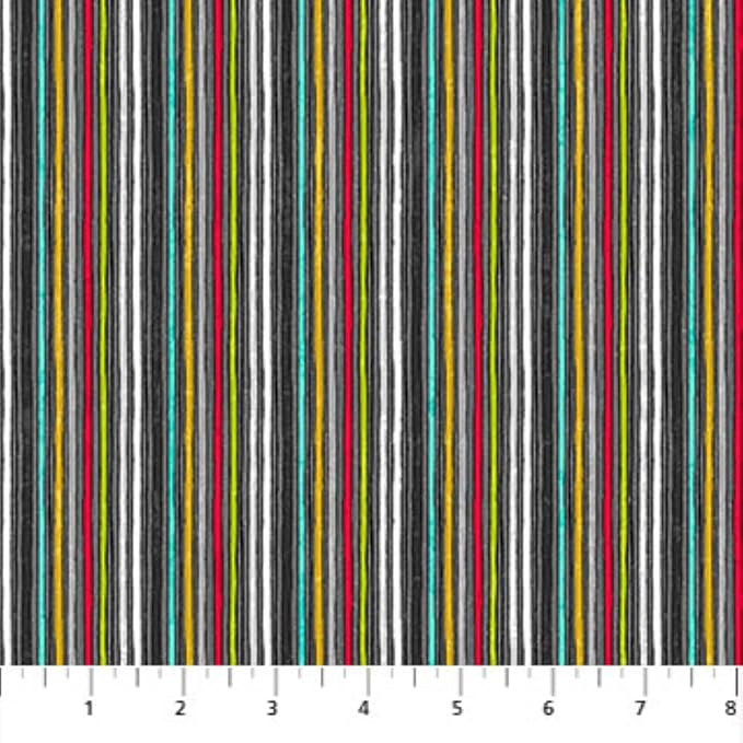Multi-color stripes 44" fabric by Northcott, 24223-99, Sewing is My Happy Place