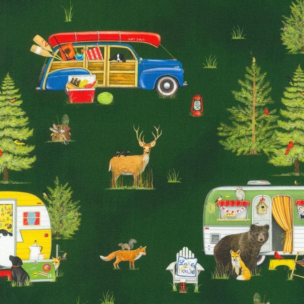 Lake House Camping Forest Green by Kaufman, AMKD-21158-44, Forest