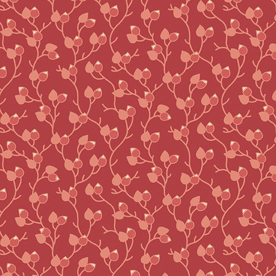 Sweet Pea Climbing Buds 44" fabric by Andover, A-600-R, Cocoa Pink