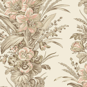 Parchment Amaryllis 44" fabric by Andover, A-725-LE, Cocoa Pink